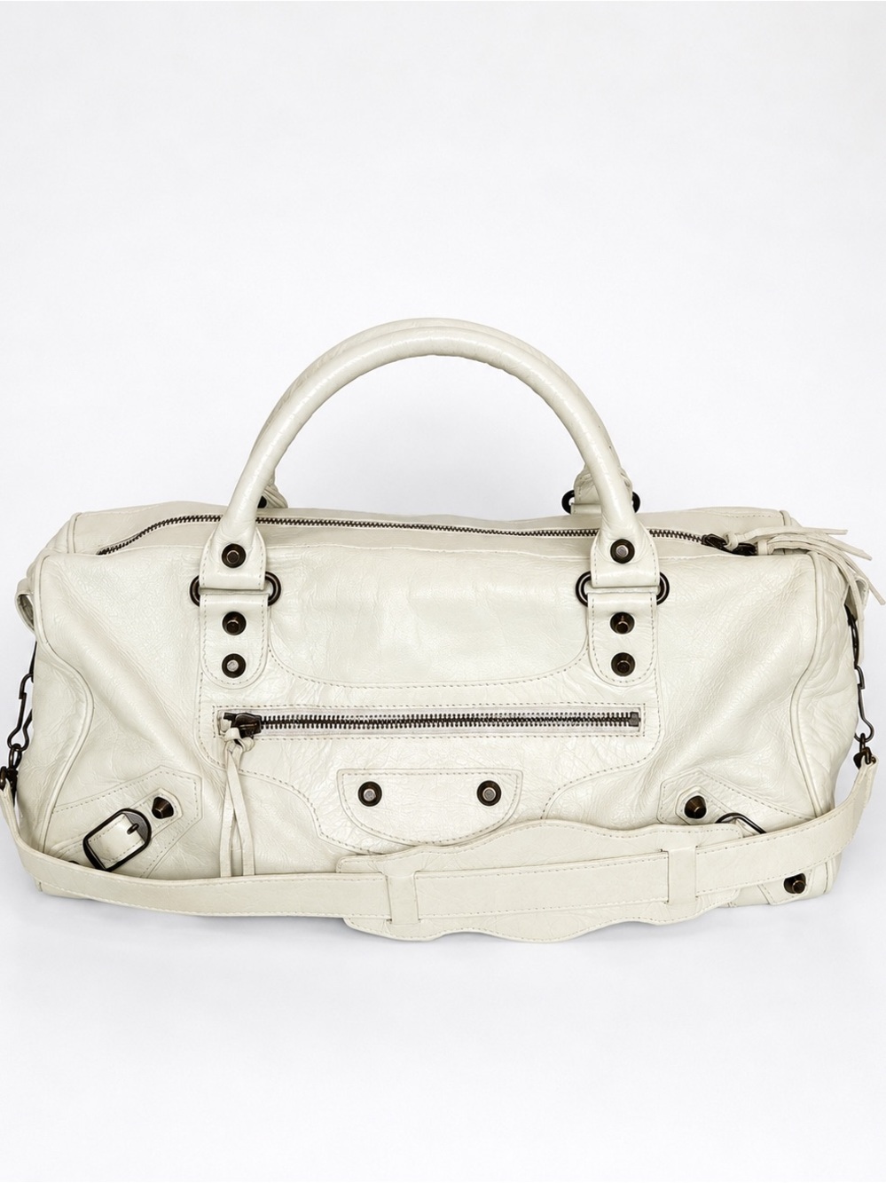 Rare Vintage 2010 BALENCIAGA Twiggy Bag Cream White Agneau Leather